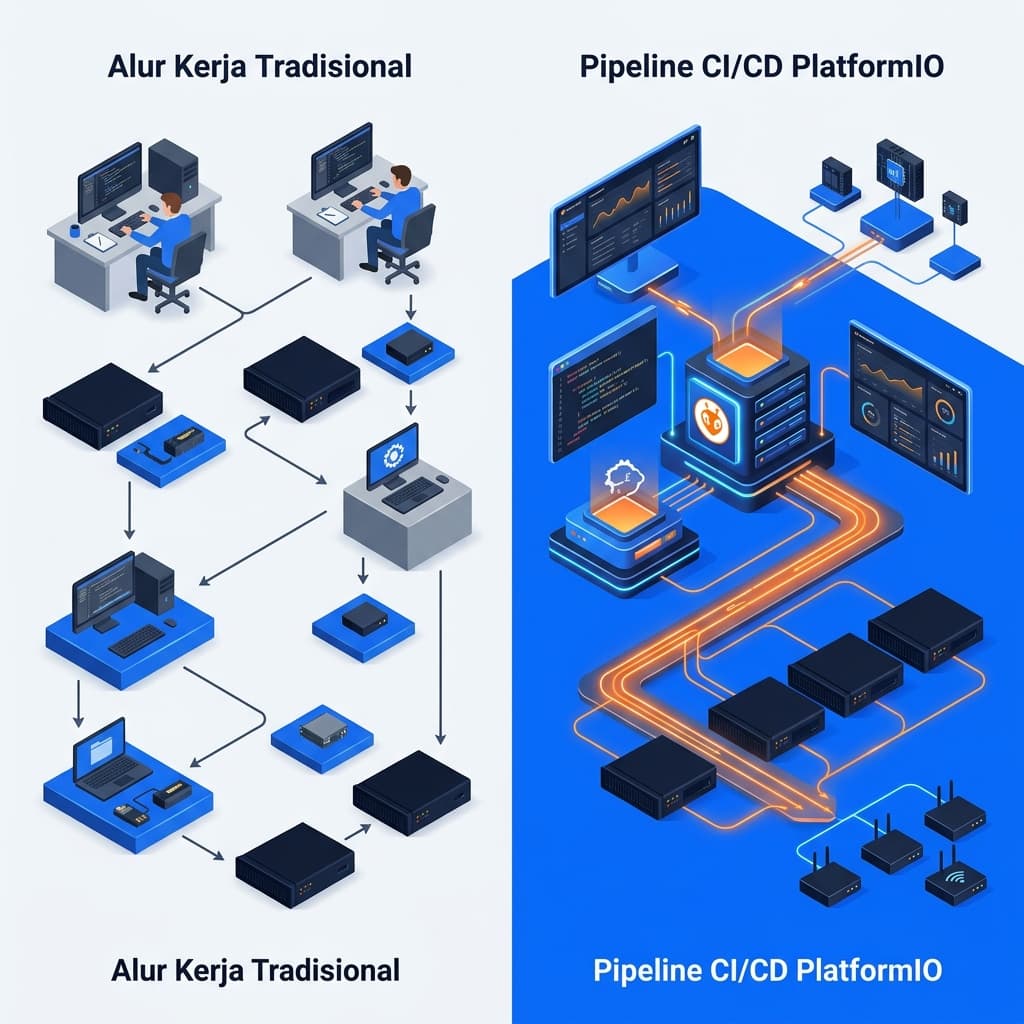 Analisis Perbandingan: Alur Kerja Tradisional vs Pipeline CI/CD PlatformIO