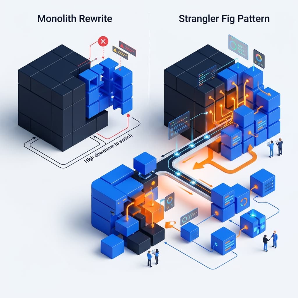Katalog Strategi: Monolith Rewrite vs Strangler Fig Pattern
