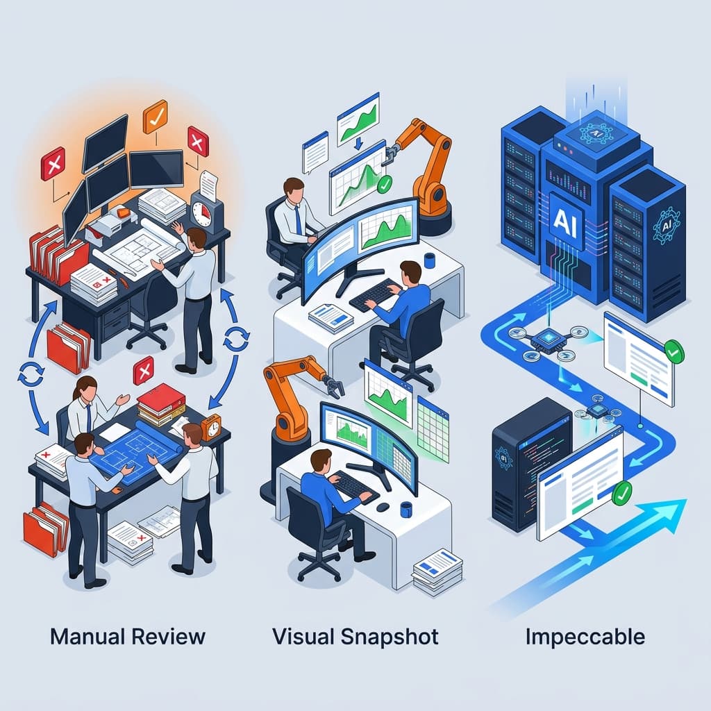 Komparasi: Manual Review vs Visual Snapshot vs Impeccable